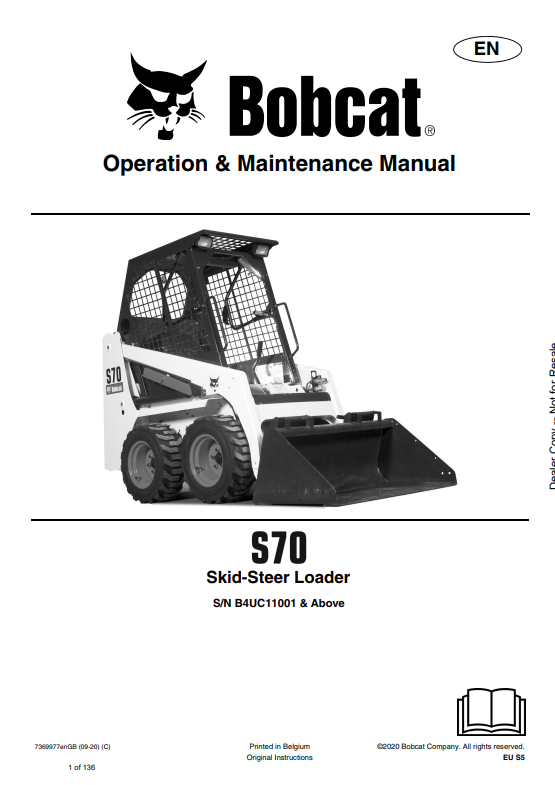 BOBCAT S70 SKID STEER LOADER OPERATION AND MAINTENANCE MANUAL 7369977 PDF