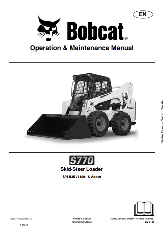 BOBCAT S770 SKID STEER LOADER OPERATION AND MAINTENANCE MANUAL 7252377 PDF