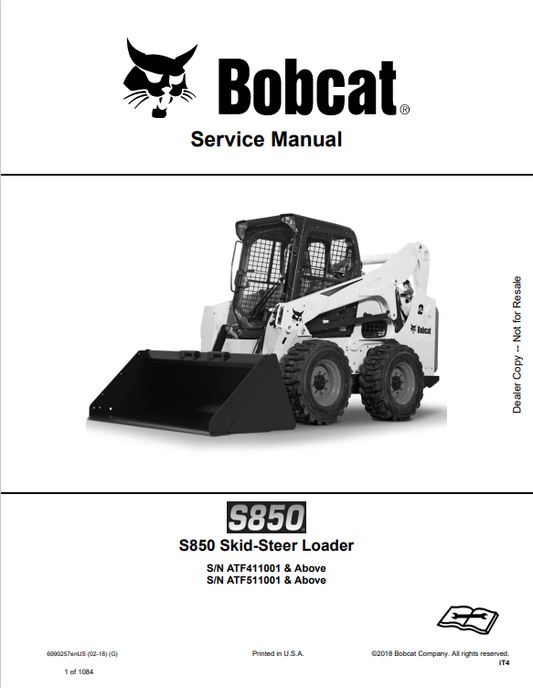 BOBCAT S850 SKID-STEER LOADER SERVICE MANUAL 6990257 PDF