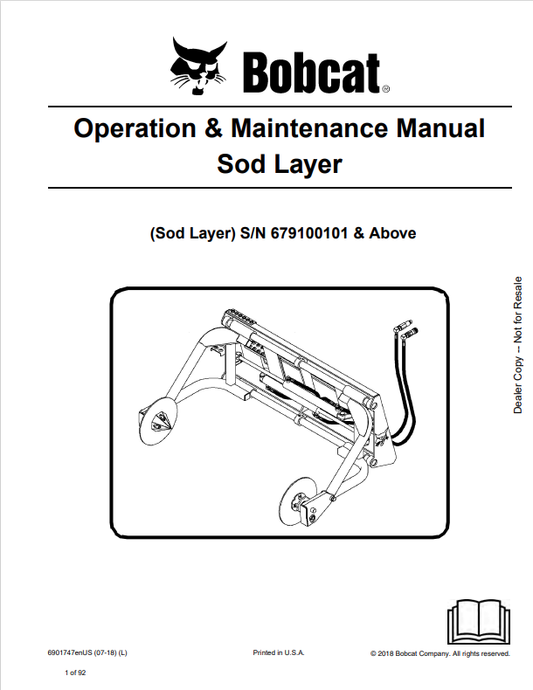 BOBCAT SOD LAYER OPERATION AND MAINTENANCE MANUAL 6901747 PDF