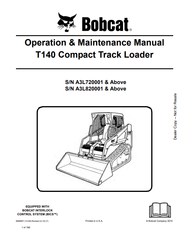 BOBCAT T140 COMPACT TRACK LOADER OPERATION AND MAINTENANCE MANUAL 6986997 PDF