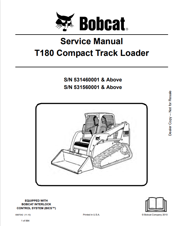 BOBCAT T180 COMPACT TRACK LOADER SERVICE MANUAL PDF