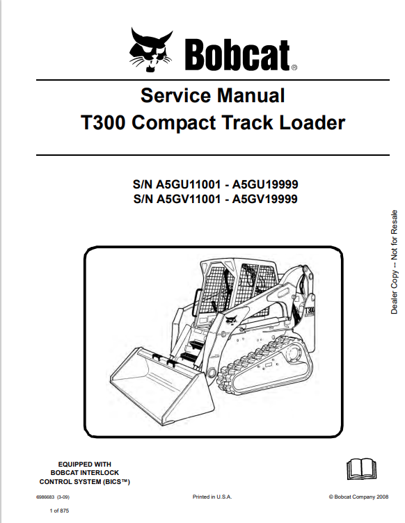 BOBCAT T300 COMPACT TRACK LOADER SERVICE MANUAL PDF