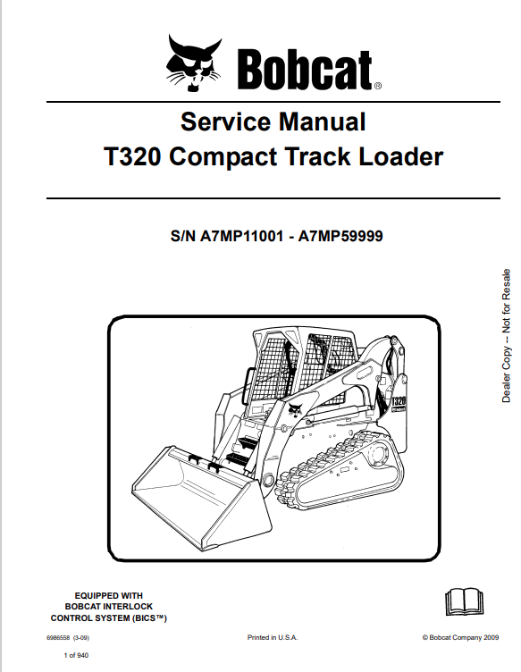 BOBCAT T320 COMPACT TRACK LOADER SERVICE MANUAL PDF