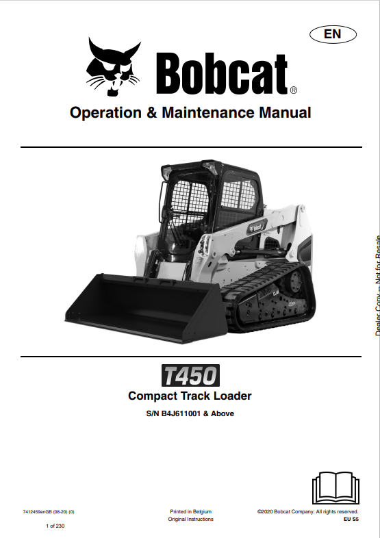 BOBCAT T450 COMPACT TRACK LOADER OPERATION AND MAINTENANCE MANUAL 7412459 PDF
