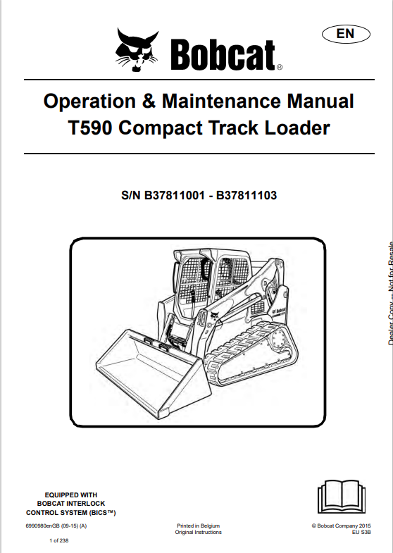 BOBCAT T590 COMPACT TRACK LOADER OPERATION AND MAINTENANCE MANUAL 6990980 PDF