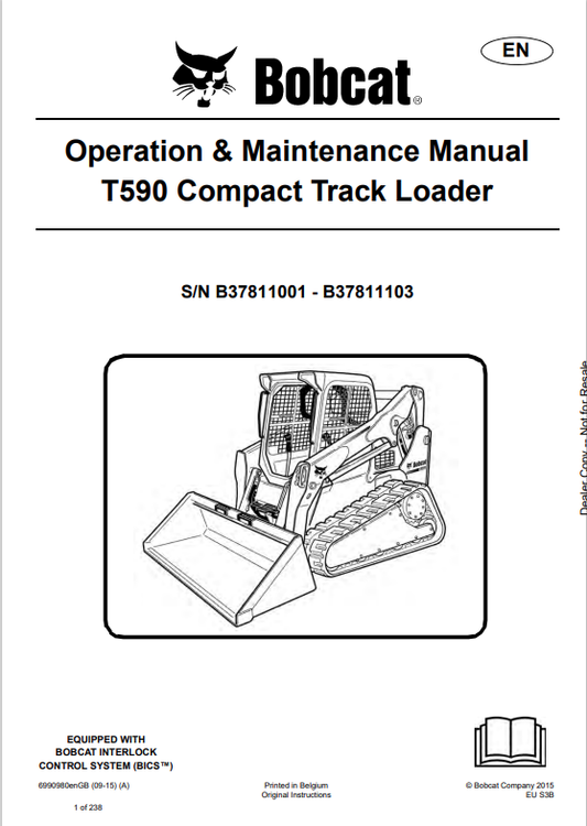 BOBCAT T590 COMPACT TRACK LOADER OPERATION AND MAINTENANCE MANUAL 6990980 PDF