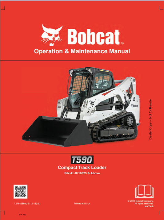 BOBCAT T590 COMPACT TRACK LOADER OPERATION AND MAINTENANCE MANUAL 7276428 PDF
