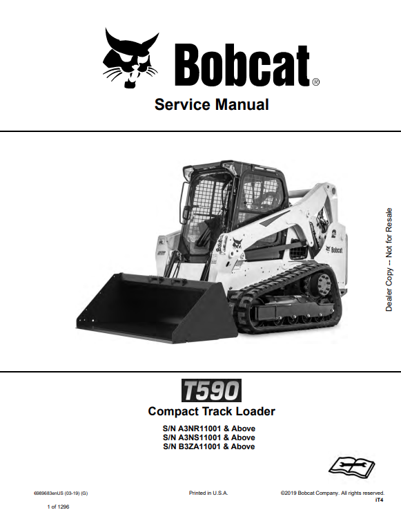 BOBCAT T590 COMPACT TRACK LOADER SERVICE MANUAL PDF