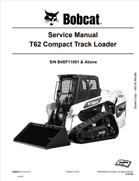 BOBCAT T62 COMPACT TRACK LOADER SERVICE MANUAL PDF