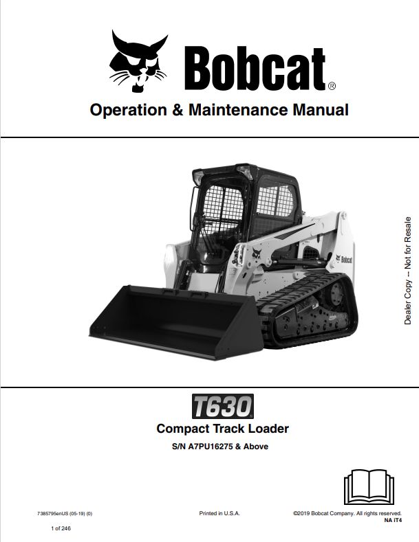 BOBCAT T630 COMPACT TRACK LOADER OPERATION AND MAINTENANCE MANUAL 7385795 PDF