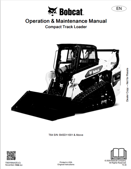 BOBCAT T64 COMPACT TRACK LOADER OPERATION AND MAINTENANCE MANUAL PDF