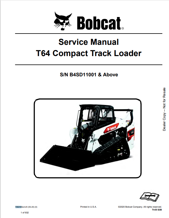 BOBCAT T64 COMPACT TRACK LOADER SERVICE MANUAL PDF