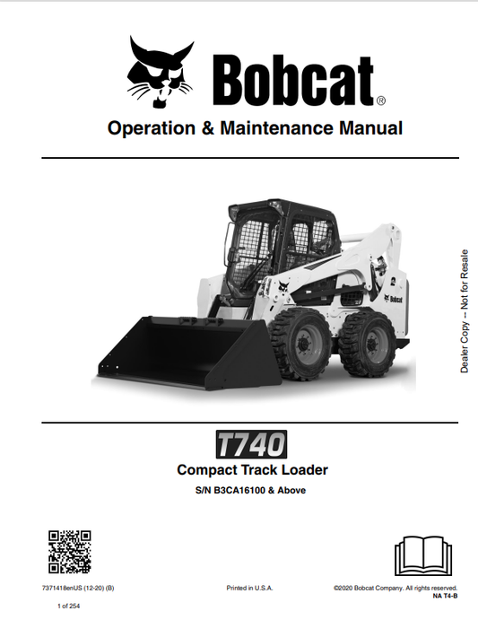 BOBCAT T740 COMPACT TRACK LOADER OPERATION AND MAINTENANCE MANUAL 7371418 PDF