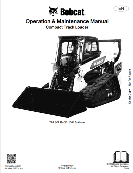 BOBCAT T76 COMPACT TRACK LOADER OPERATION AND MAINTENANCE MANUAL PDF