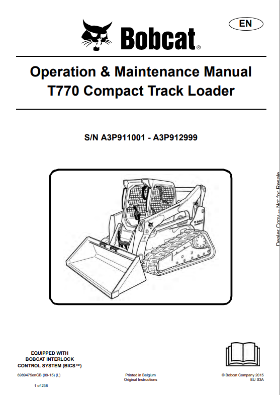 BOBCAT T770 COMPACT TRACK LOADER OPERATION AND MAINTENANCE MANUAL 6989475 PDF