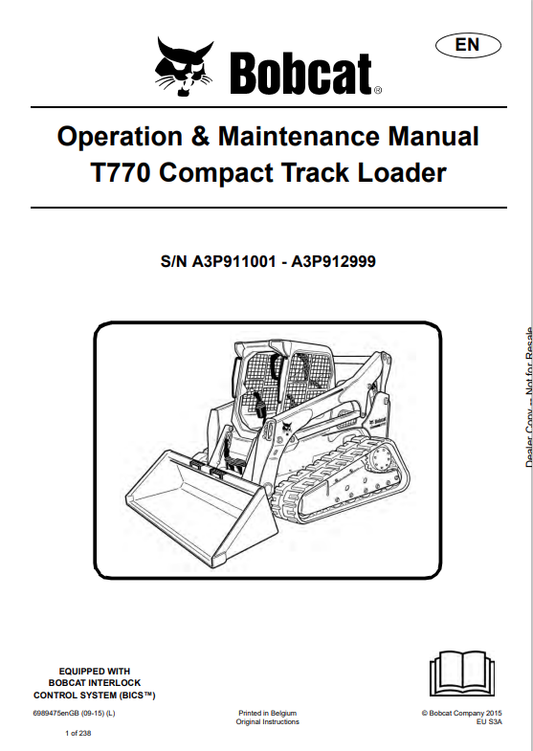 BOBCAT T770 COMPACT TRACK LOADER OPERATION AND MAINTENANCE MANUAL 6989475 PDF