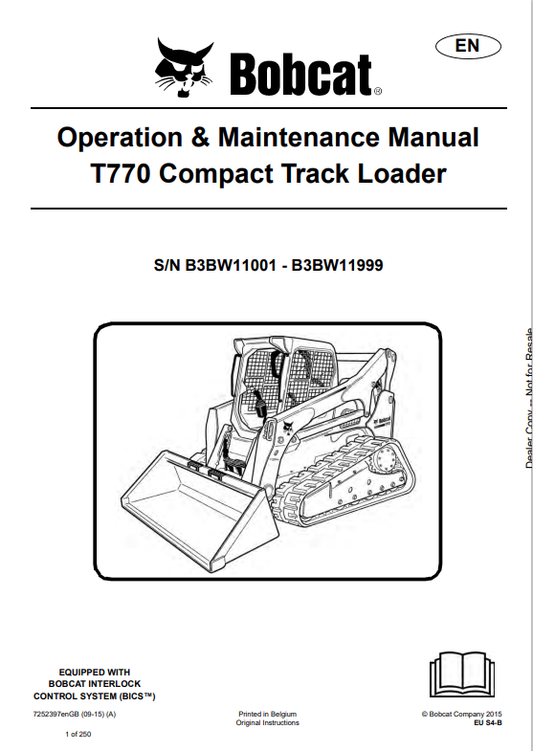 BOBCAT T770 COMPACT TRACK LOADER OPERATION AND MAINTENANCE MANUAL 7252397 PDF