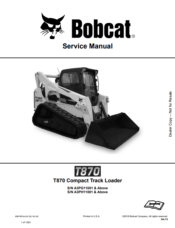 BOBCAT T870 COMPACT TRACK LOADER SERVICE MANUAL PDF