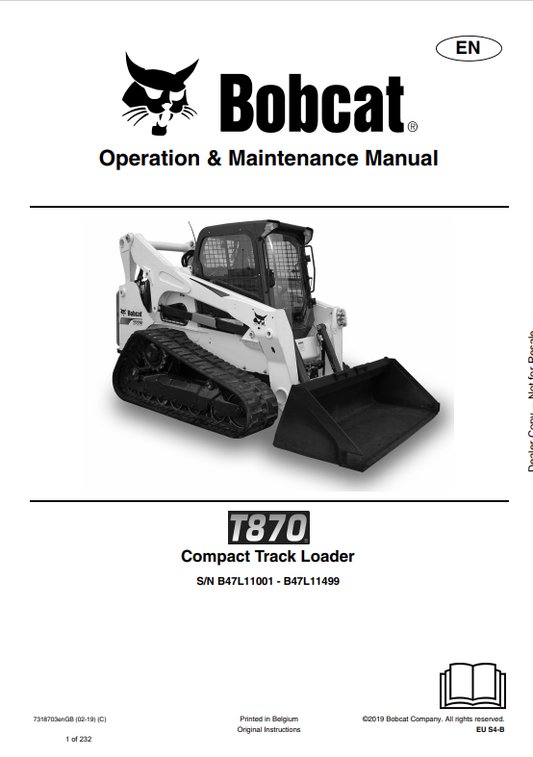 BOBCAT T870 COMPACT TRACK LOADER OPERATION AND MAINTENANCE MANUAL 7318703 PDF
