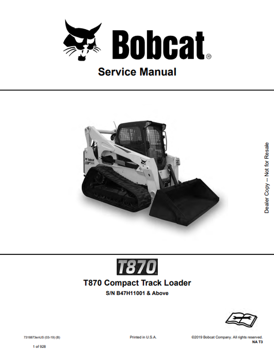 BOBCAT T870 COMPACT TRACK LOADER SERVICE MANUAL PDF