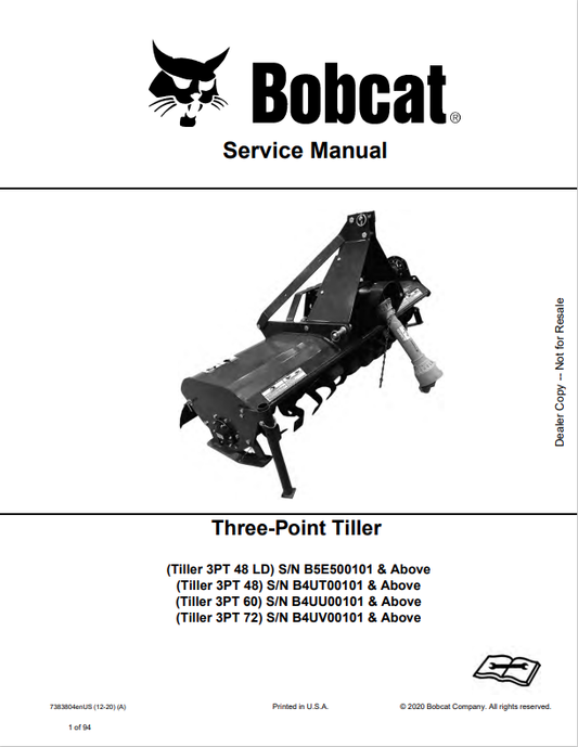 BOBCAT THREE-POINT TILLER SERVICE MANUAL 7383804 PDF