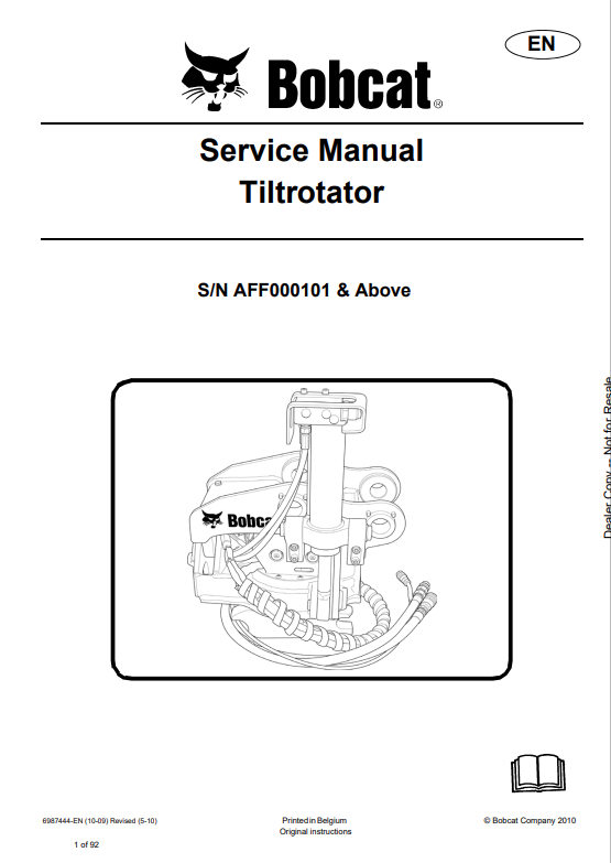 BOBCAT TILTROTATOR SERVICE MANUAL 6987444 PDF