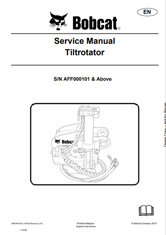 BOBCAT TILTROTATOR SERVICE MANUAL 6987444 PDF
