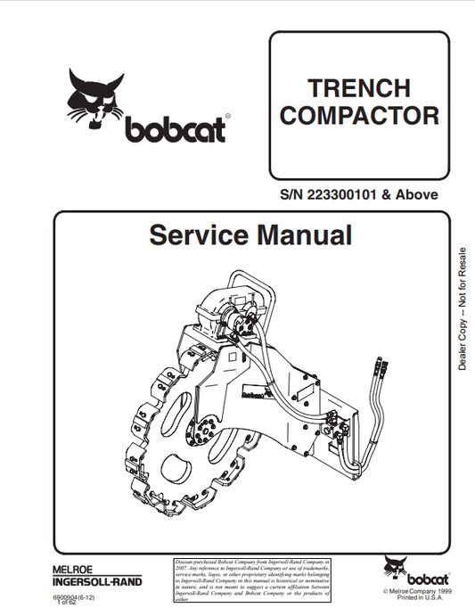 BOBCAT TRENCHER COMPACTOR SERVICE MANUAL 6900904 PDF