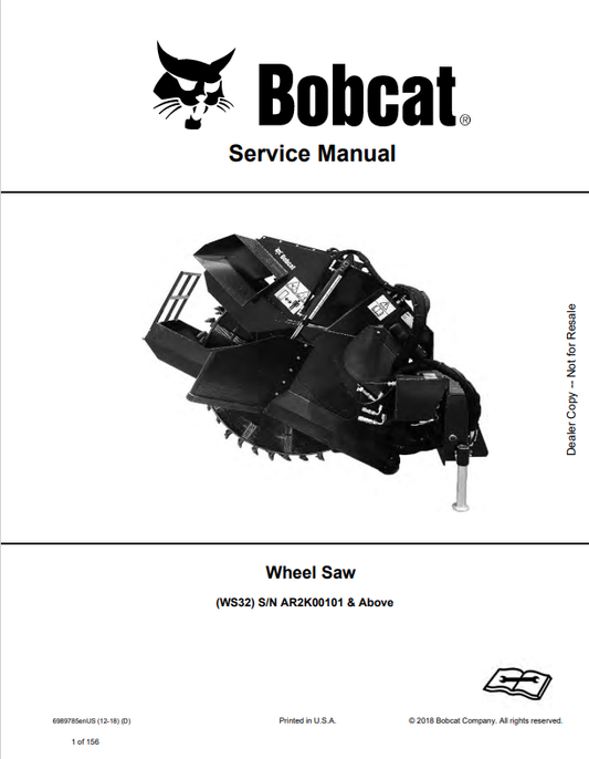 BOBCAT WS32 WHEEL SAW SERVICE MANUAL 6989785 PDF