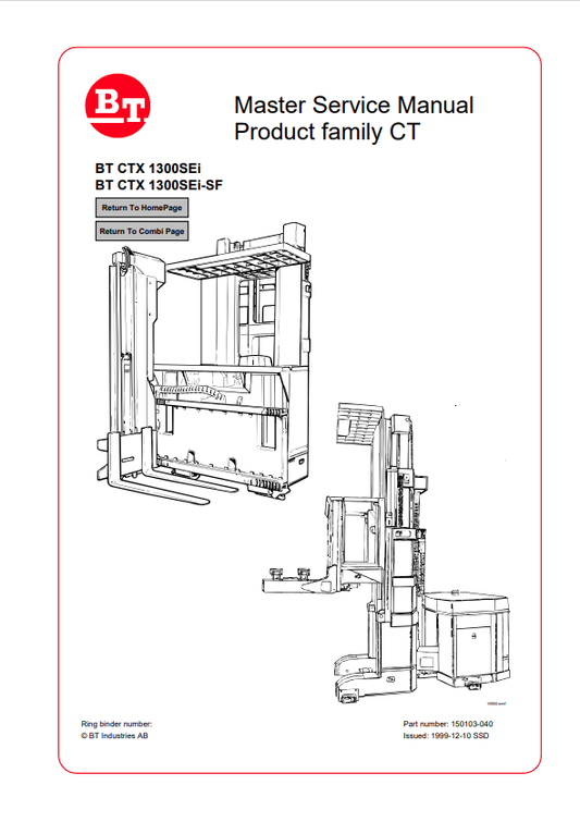 BT FORKLIFT BT CTX 1300SEI, BT CTX 1300SEI-SF SERVICE MANUAL PDF
