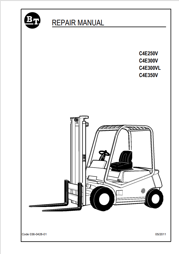 BT FORKLIFT C4E250V, C4E300V, C4E300VL, C4E350V REPAIR MANUAL PDF