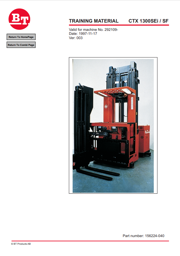 BT FORKLIFT CTX 1300SEISF SERVICE MANUAL PDF
