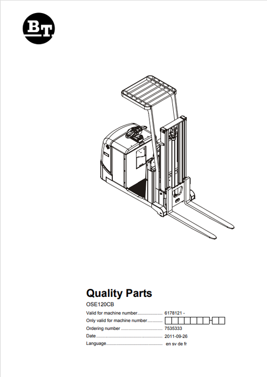 BT FORKLIFT OSE120CB QUALITY PARTS MANUAL PDF