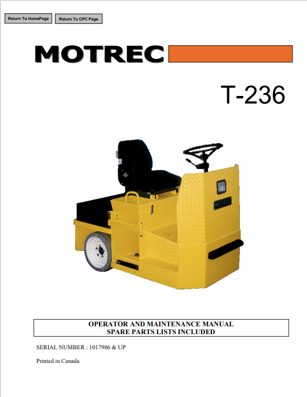 BT FORKLIFT T-236 OPERATION AND MAINTENANCE MANUAL PDF