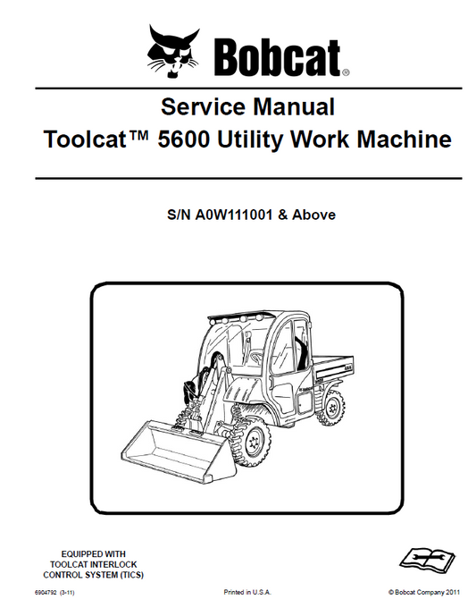 Bobcat 5600 Utility Work Machine Service Manual PDF

