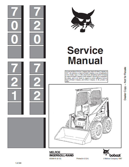 Bobcat 700, 720, 721, 722 Service Manual PDF