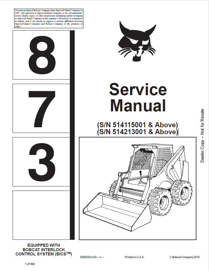 Bobcat 873 Service Manual PDF