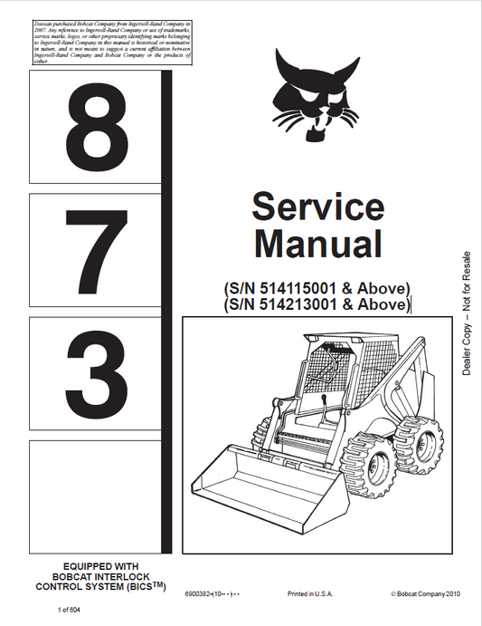 Bobcat 873 Service Manual PDF