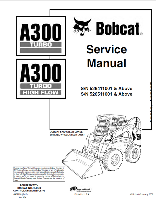 Bobcat A300 TURBO A300 TURBO HIGH FLOW Service Manual PDF