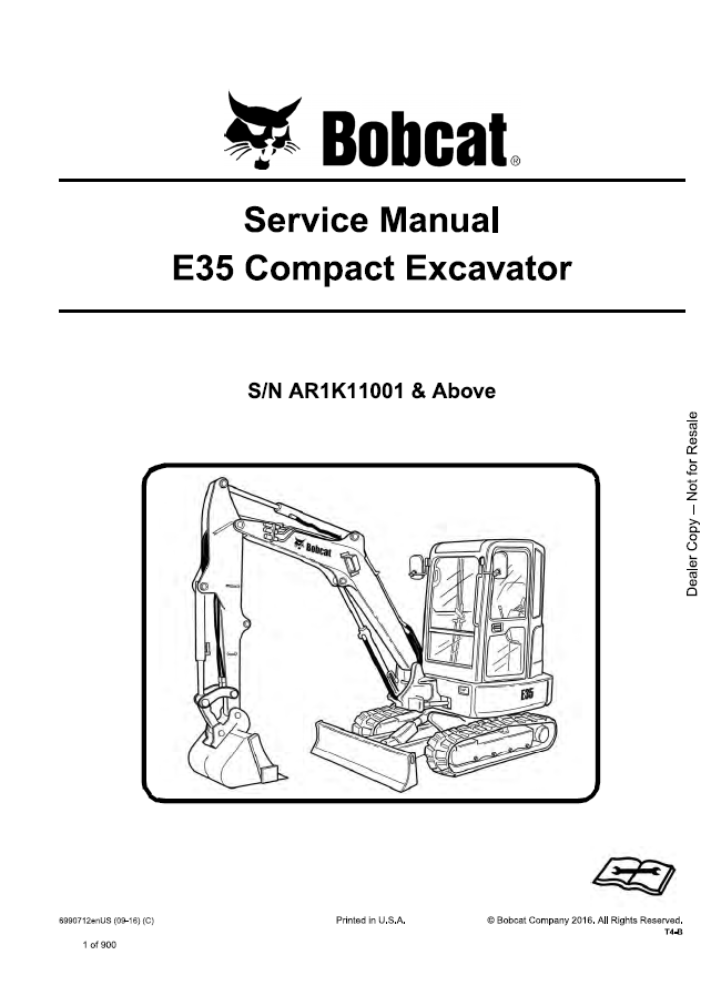 Bobcat E35 Compact Excavator Service Manual PDF
