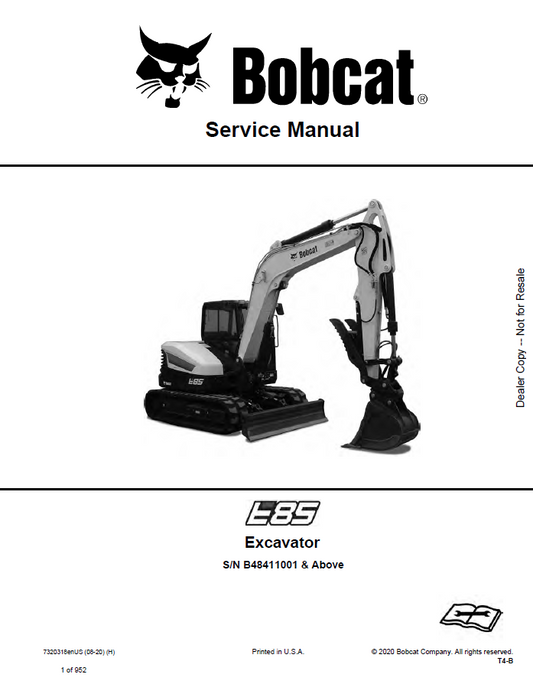 Bobcat E85 Excavator Operation & Maintenance Manual PDF