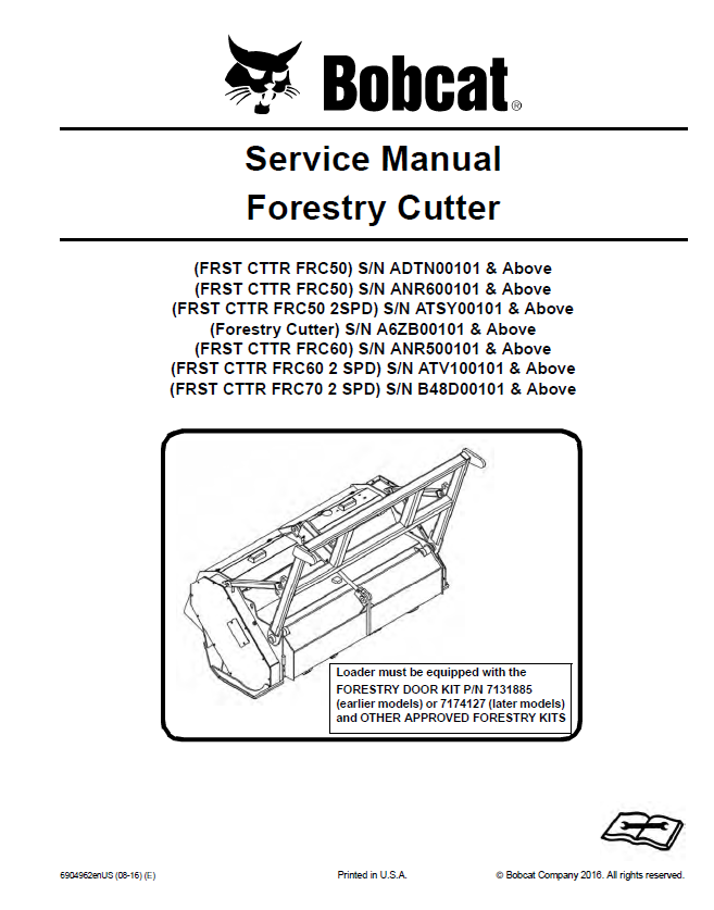 Bobcat Forestry Cutter Service Manual PDF