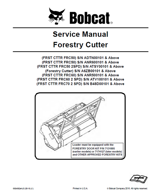 Bobcat Forestry Cutter Service Manual PDF