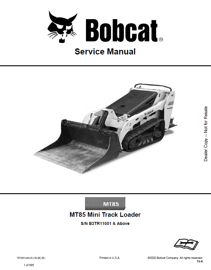 Bobcat MT85 Mini Track Loader Service Manual PDF