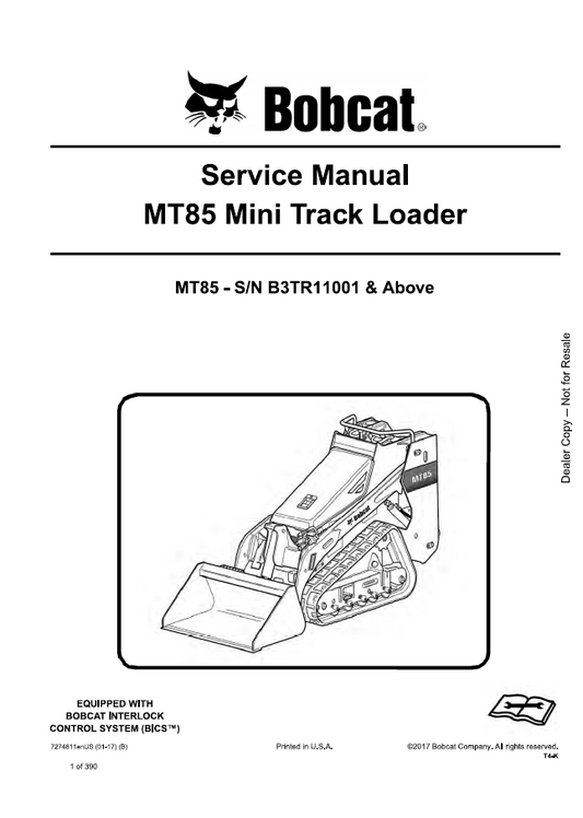 Bobcat MT85 Mini Track Loader Service Manual PDF