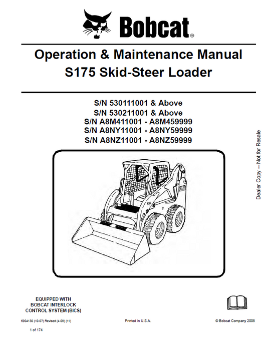Bobcat S175 Skid-Steer Loader Operation & Maintenance Manual PDF