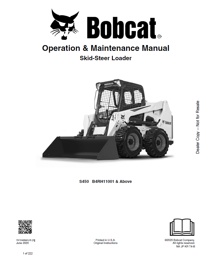 Bobcat S450 Skid-Steer Loader Operation and Maintenance Manual PDF
