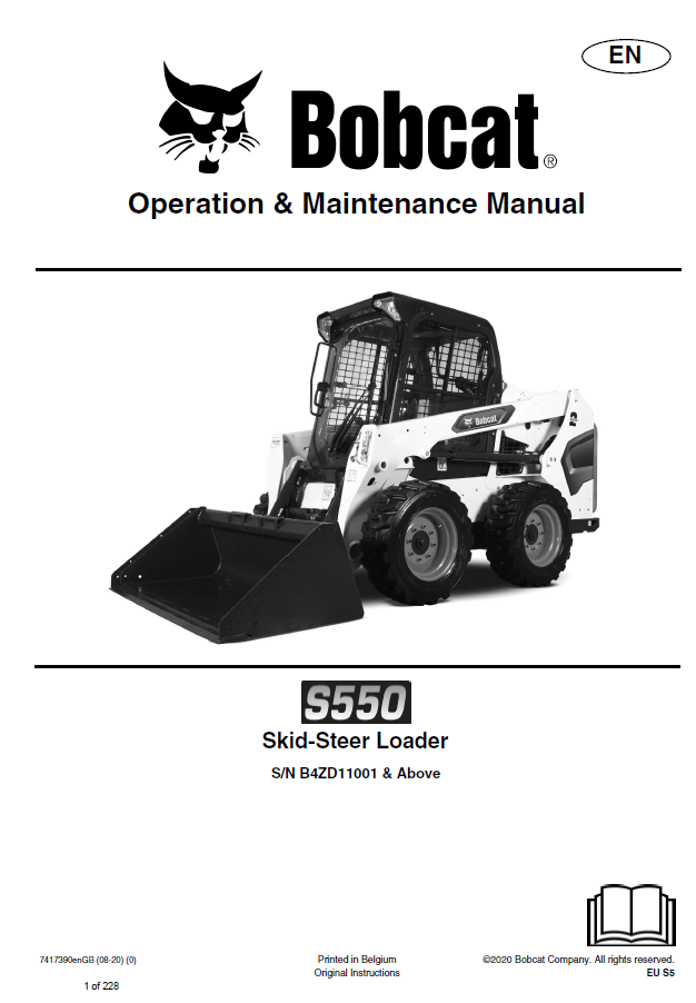 Bobcat S550 Skid-Steer Loader Operation and Maintenance Manual PDF