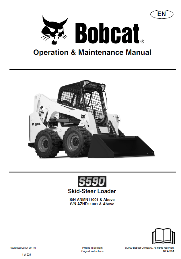 Bobcat S590 Skid-Steer Loader Operation and Maintenance Manual PDF